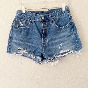 Levi’s 501 Jean Denim Button Fly Distressed Cut Off Casual Shorts Size 29